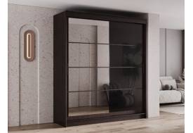 Шкаф-купе Гранд-1 2000 Дуб Венге-двери Зеркало-Лакобель черный