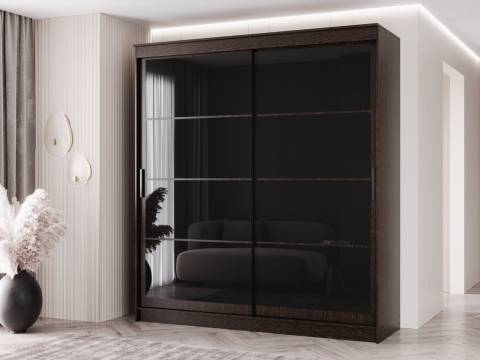 Шкаф-купе Гранд-1 2000 Дуб Венге-двери Лакобель черный