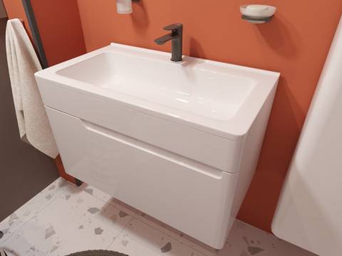 Тумба с раковиной Kare Luxe 900 навесная 1 ящик