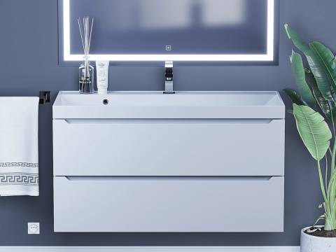 Тумба с раковиной Uperwood Tanos матовая белая 100 см