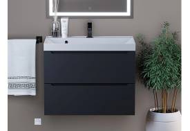 Тумба с раковиной Uperwood Tanos матовая черная 70 см