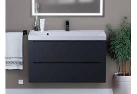 Тумба с раковиной Uperwood Tanos матовая черная 90 см