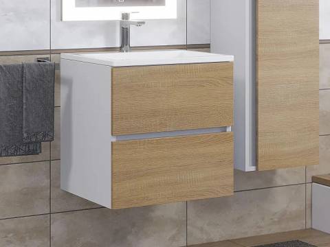 Тумба с раковиной Uperwood Barsa 50 см раковина белая-тумба белая/дуб сонома