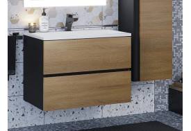 Тумба с раковиной Uperwood Barsa 70 см раковина белая-тумба черная/дуб сонома