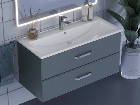 Тумба с раковиной Uperwood Foster серый графит 100 см