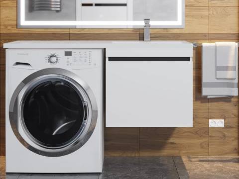 Тумба с раковиной Uperwood Magenta 60-120 см подвесная белая/графит выдвижной ящик правая