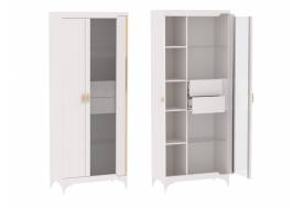 Пенал со стеклом широкий Сиде Белый