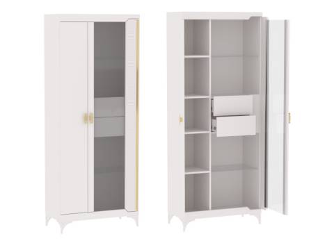 Пенал со стеклом широкий Сиде Белый