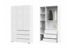 Шкаф с ящиками Хелен 3-х створчатый ШК 06 Белый шагрень