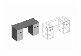 Стол письменный Вита 2-х тумбовый тёмно серый лофт