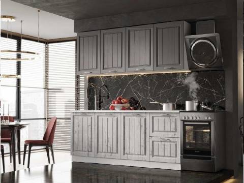 Кухонный гарнитур Модена 2000 белое дерево/грей софт глухой