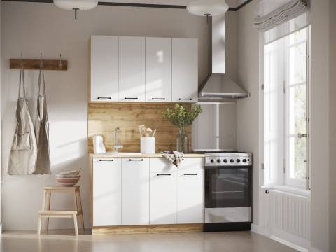 Кухонный гарнитур Валерия 1200 мм МДФ Вотан/Белый