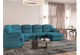 Диван угловой большой П-образный Квин 6 Newtone azure