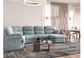 Диван угловой большой П-образный Квин 6 без механизма Newtone aqua blue