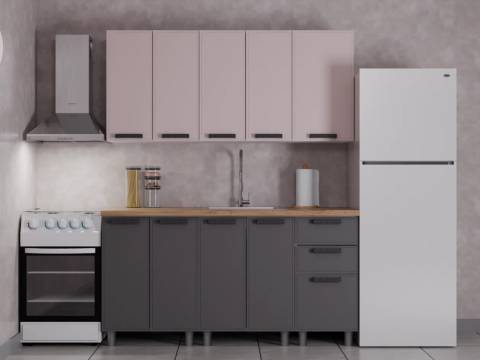 Кухонный гарнитур Магнолия 1600 мм Кашемир/Сталь