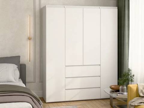 Шкаф 4-хстворчатый с 3-мя ящиками Прайм белый