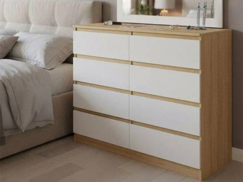Комод 1200 8 ящиков сонома/белый